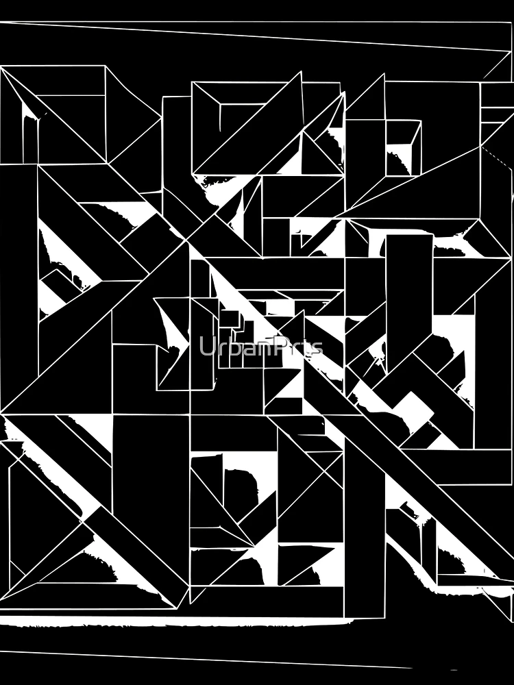 Thumbnail 3 of 3, Scarf, Geometric Labyrinth Wht designed and sold by UrbanPrts.