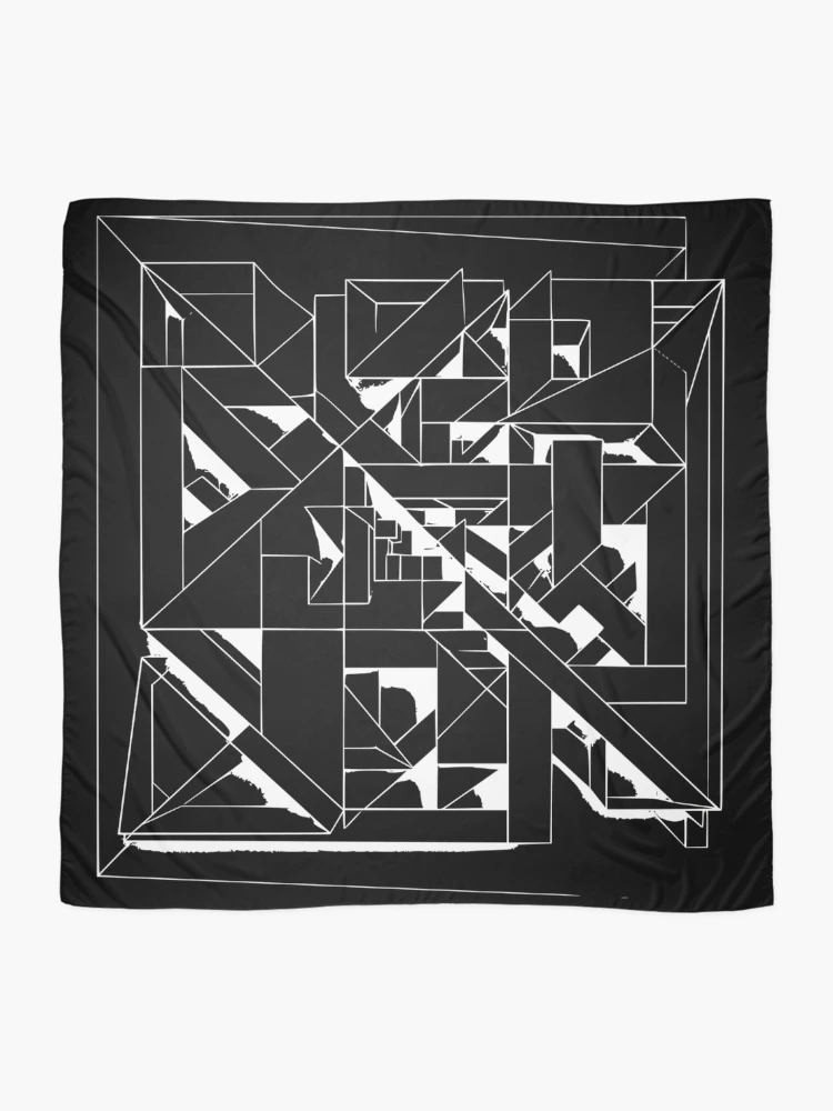 Thumbnail 2 of 3, Scarf, Geometric Labyrinth Wht designed and sold by UrbanPrts.