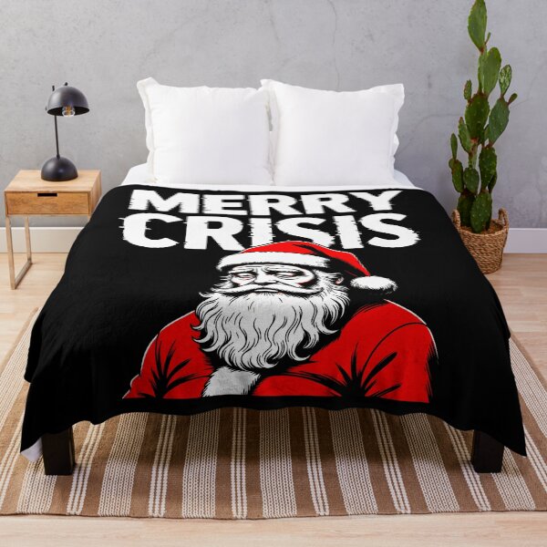 Item preview, Merry Crisis – Dark Holiday Satire with Santa Illustration designed and sold by SplashTastic.