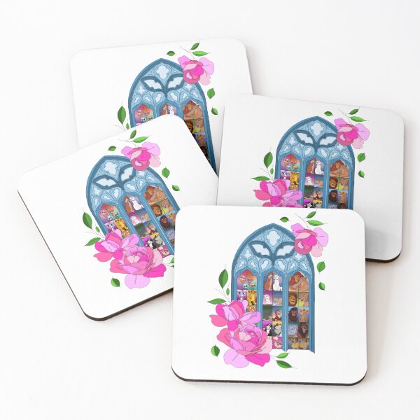 Item preview, Enchanted Stained Glass Cat Window Art with Roses designed and sold by LeeAnnaRose96.