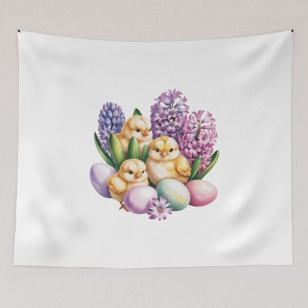 Item preview, Chicks with Easter Eggs and Flowers designed and sold by jkrphoto.