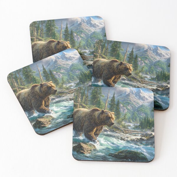 Item preview, Majestic Bear in a Serene Mountain Stream Landscape designed and sold by Artessie.