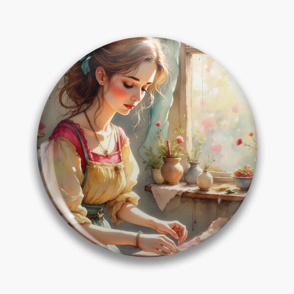 Item preview, Crafting Lady In Her Cozy Room - Crafting Lover designed and sold by Wiss2Arts.