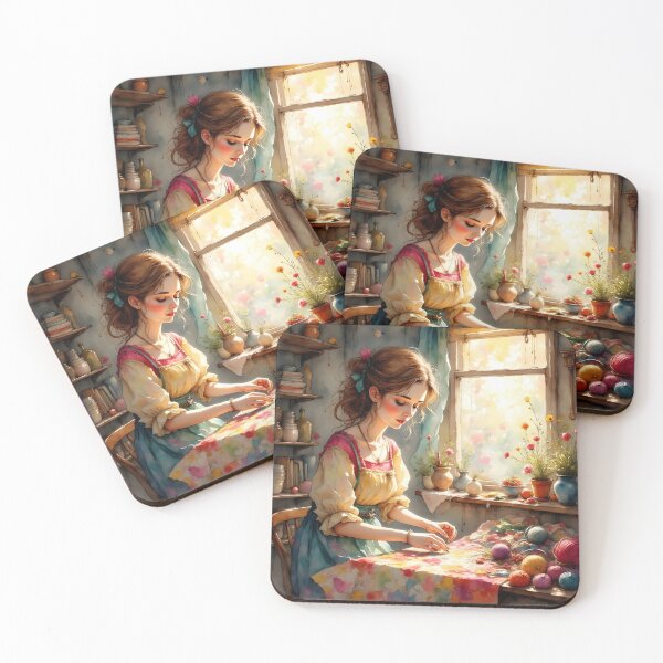 Item preview, Crafting Lady In Her Cozy Room - Crafting Lover designed and sold by Wiss2Arts.