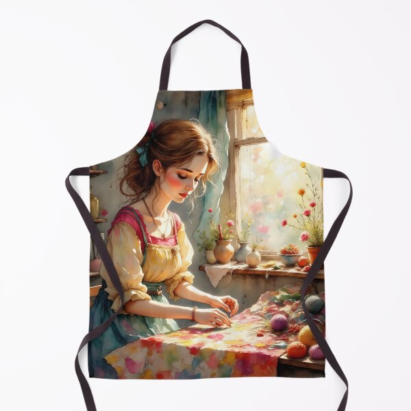 Item preview, Crafting Lady In Her Cozy Room - Crafting Lover designed and sold by Wiss2Arts.