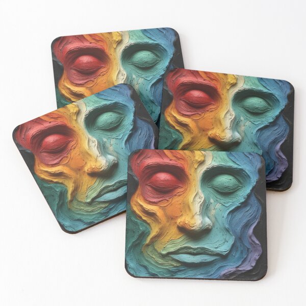 Item preview, Colorful, sculptural face with closed eyes designed and sold by Mianku | Für das Leben.