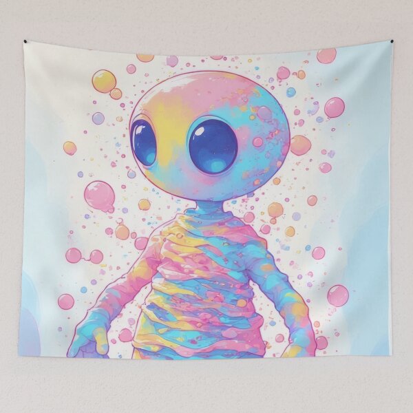 Item preview, Pastel-colored alien in a shower of soap bubbles designed and sold by Mianku | Für das Leben.