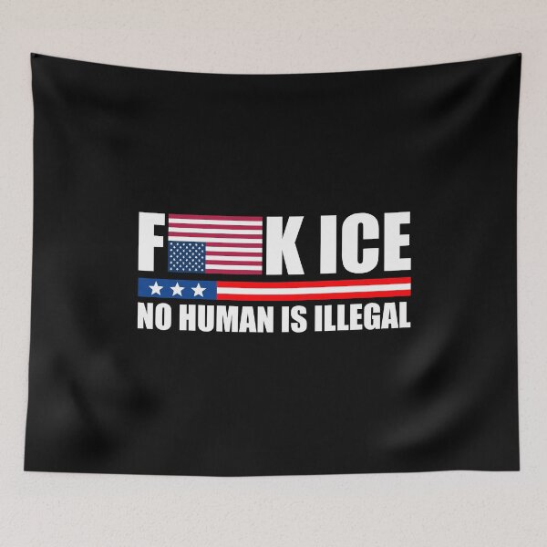 Item preview, F ICE No Human is Illegal - Upside Down American Flag Bumper designed and sold by PixVib.