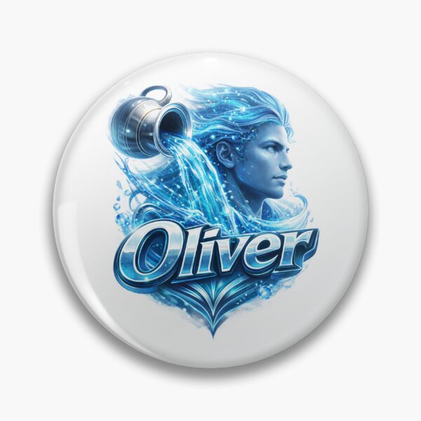 Item preview, Oliver Aquarius – Visionary Mind Male Name Zodiac Fantasy Art Design designed and sold by AlexLineArt.