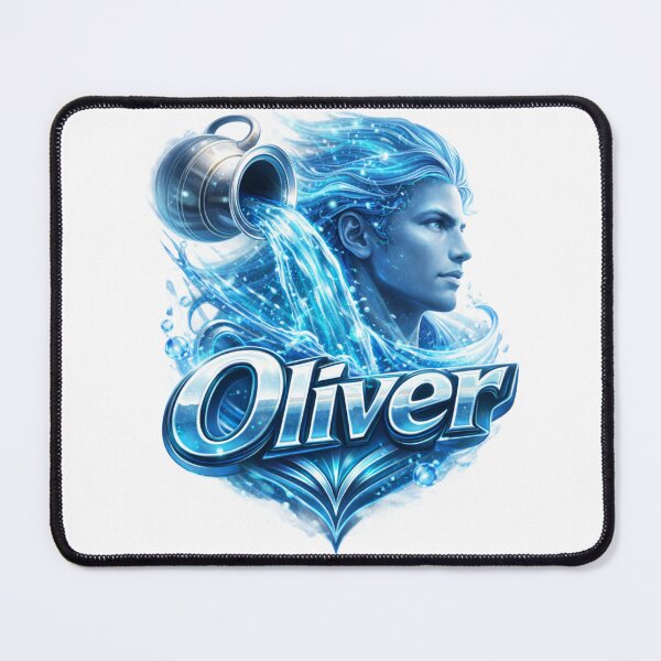 Item preview, Oliver Aquarius – Visionary Mind Male Name Zodiac Fantasy Art Design designed and sold by AlexLineArt.