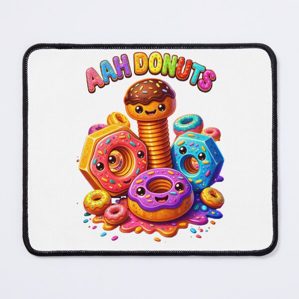 Item preview, Aah Donuts Funny Mechanical Pun Illustration – Cute Donut Nuts and Bolt Design designed and sold by JoyBoyStudio1.