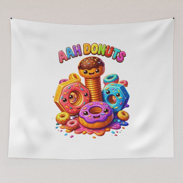 Item preview, Aah Donuts Funny Mechanical Pun Illustration – Cute Donut Nuts and Bolt Design designed and sold by JoyBoyStudio1.