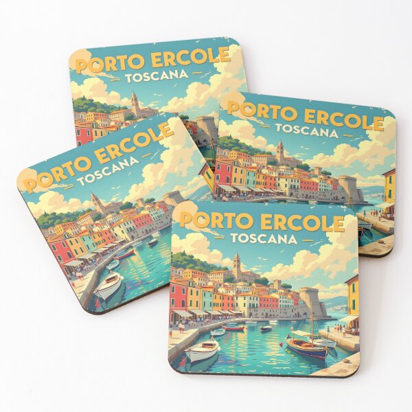Item preview, Porto Ercole, Tuscany, Italy: Vintage-Style Painterly Travel Poster designed and sold by LSVart.
