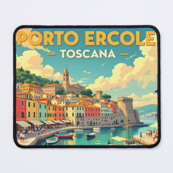 Item preview, Porto Ercole, Tuscany, Italy: Vintage-Style Painterly Travel Poster designed and sold by LSVart.