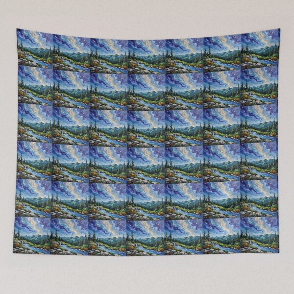 Item preview, Celestial Night Over Mountain Valley designed and sold by DivineTreasure3.