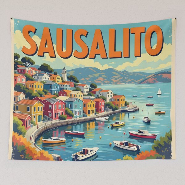 Item preview, Sausalito, California, USA: Vintage-Style Painterly Travel Poster designed and sold by LSVart.