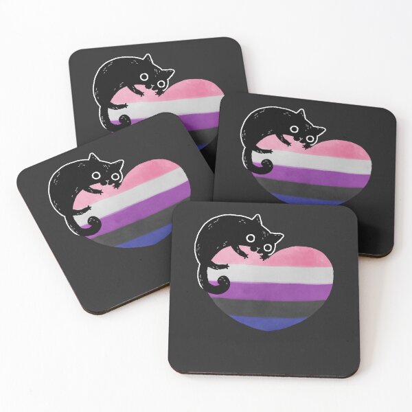 Item preview, Genderfluid Black Cat Heart LGBT Pride Flag designed and sold by Clara Hollins.
