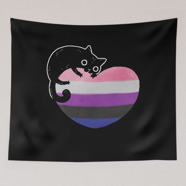 Item preview, Genderfluid Black Cat Heart LGBT Pride Flag designed and sold by Clara Hollins.