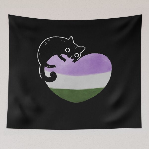 Item preview, Genderqueer Black Cat Heart LGBT Pride Flag designed and sold by Clara Hollins.