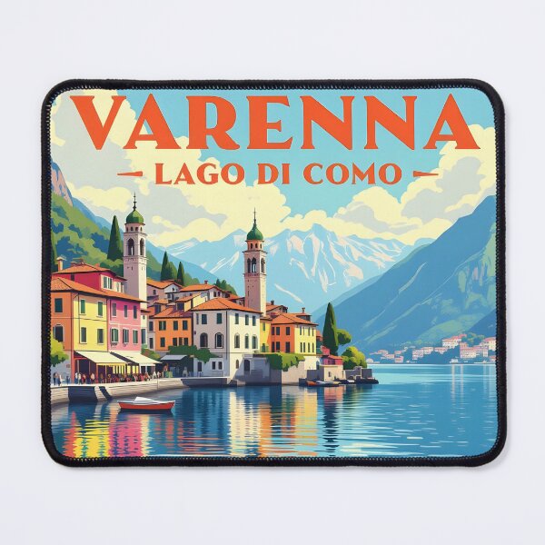 Item preview, Varenna, Lake Como, Italy: Vintage-Style Painterly Travel Poster designed and sold by LSVart.