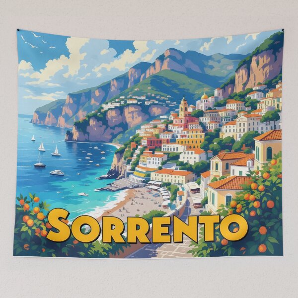Item preview, Sorrento, Campania, Italy: Vintage-Style Painterly Travel Poster designed and sold by LSVart.