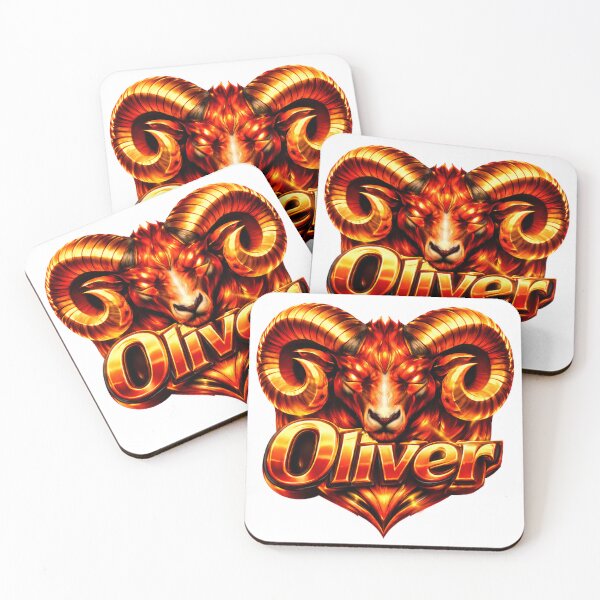Item preview, Oliver Aries – Fiery Power Male Name Zodiac Fantasy Art Design designed and sold by AlexLineArt.