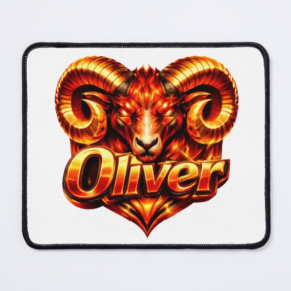Item preview, Oliver Aries – Fiery Power Male Name Zodiac Fantasy Art Design designed and sold by AlexLineArt.