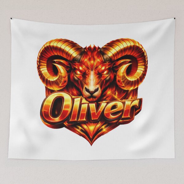 Item preview, Oliver Aries – Fiery Power Male Name Zodiac Fantasy Art Design designed and sold by AlexLineArt.