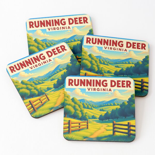 Item preview, Running Deer, Virginia, USA: Vintage-Style Painterly Travel Poster designed and sold by LSVart.