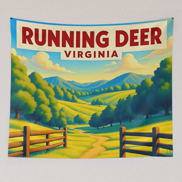 Item preview, Running Deer, Virginia, USA: Vintage-Style Painterly Travel Poster designed and sold by LSVart.