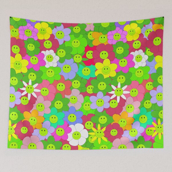 Item preview, Retro 70s Smiley Face Flower Power Pattern - Y2K Aesthetic Floral designed and sold by DeeLulu.
