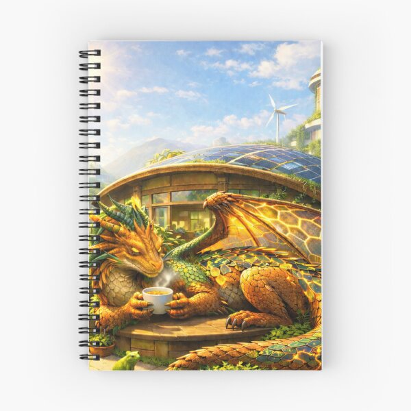 Item preview, Cozy Tea Dragon – Solarpunk Fantasy Teahouse Art designed and sold by EpicDragons-.