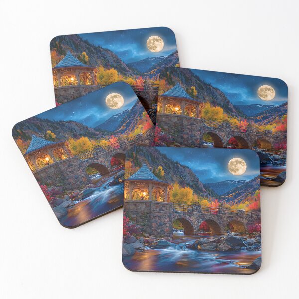 Item preview, Vibrant Autumn Landscape with Full Moon and Stream designed and sold by Artessie.