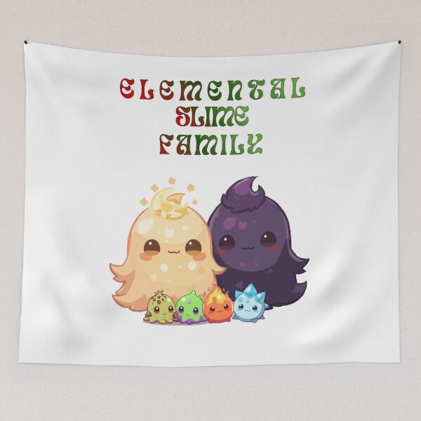Item preview, “Elemental Slime Family – Light, Dark & Their Four Tiny Elements” designed and sold by Monzora.