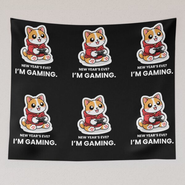 Item preview, New Year’s Eve? I’m Gaming – Funny Cat Gamer Design designed and sold by LucaVibeBrand.