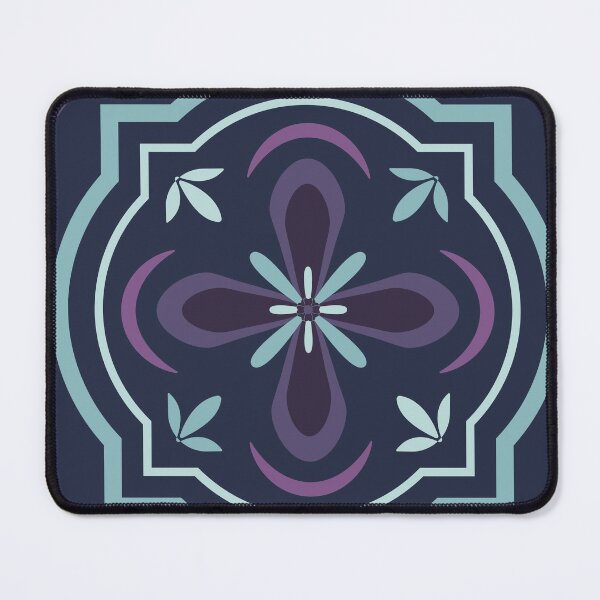 Item preview, navy and purple floral shapes pattern designed and sold by Dinasworld.