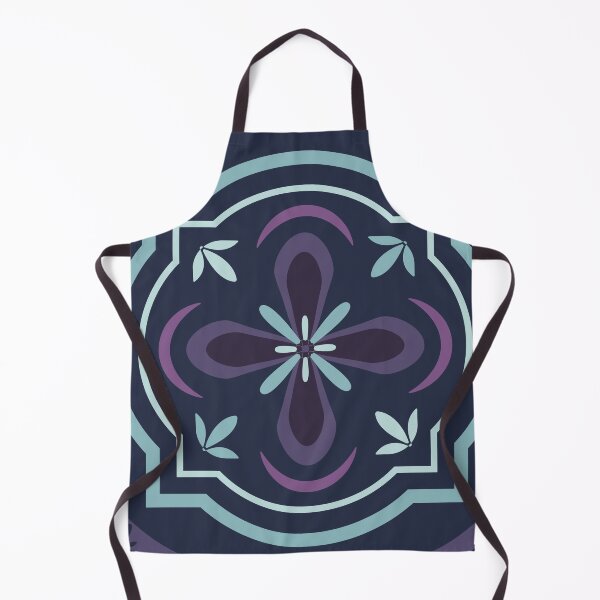 Item preview, navy and purple floral shapes pattern designed and sold by Dinasworld.