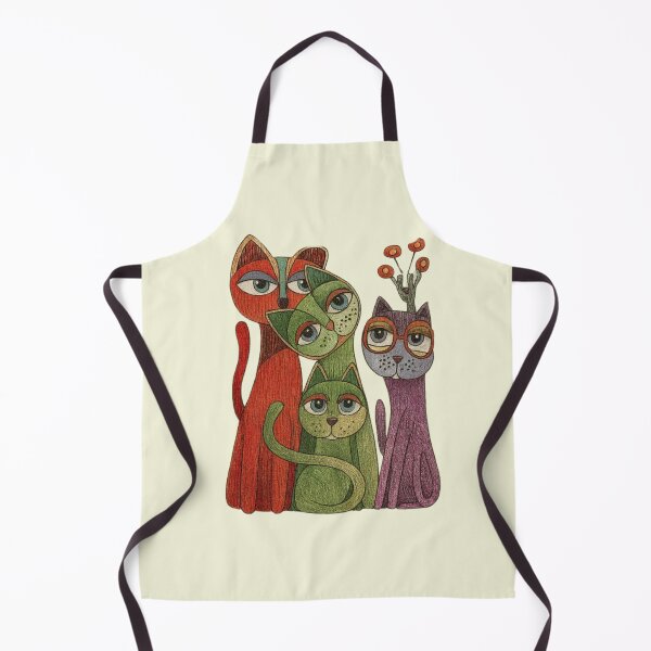 Item preview, Whimsical Cat Quartet – Colorful Stylized Feline Art designed and sold by ZEYCAT.