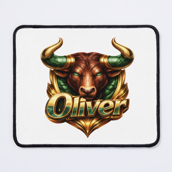 Item preview, Oliver Taurus – Strength and Stability Male Name Zodiac Fantasy Art Design designed and sold by AlexLineArt.