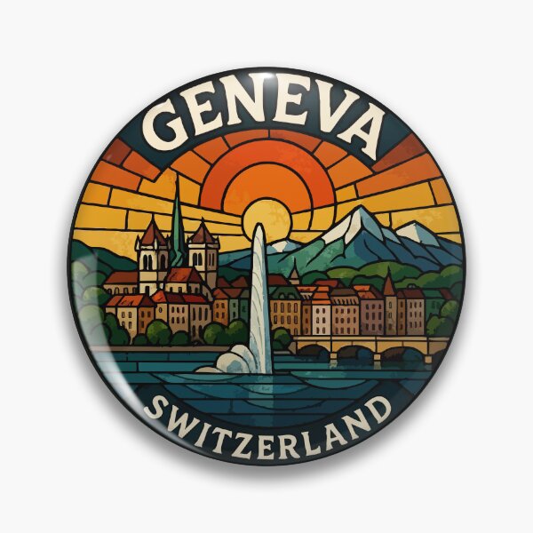 Item preview, Geneva Switzerland Retro Stained Glass designed and sold by TomFrontierArt.