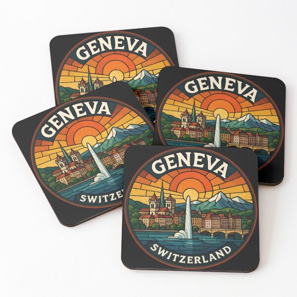 Item preview, Geneva Switzerland Retro Stained Glass designed and sold by TomFrontierArt.