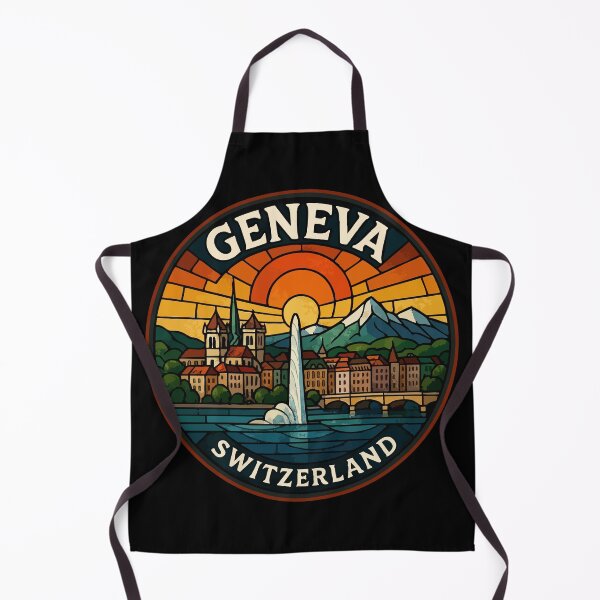 Item preview, Geneva Switzerland Retro Stained Glass designed and sold by TomFrontierArt.