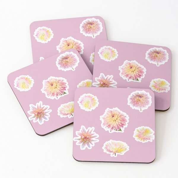 Item preview, Pastel Pink and Lemon Yellow Dahlia Flower Sticker Set designed and sold by Basma Designs | Funny Shirts, Stickers & Mugs.