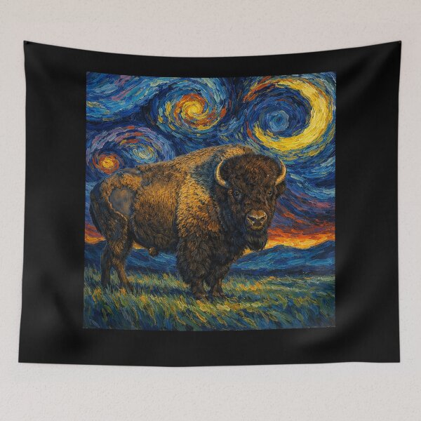 Item preview, American Bison in starry night designed and sold by Starry Night Creative Art.