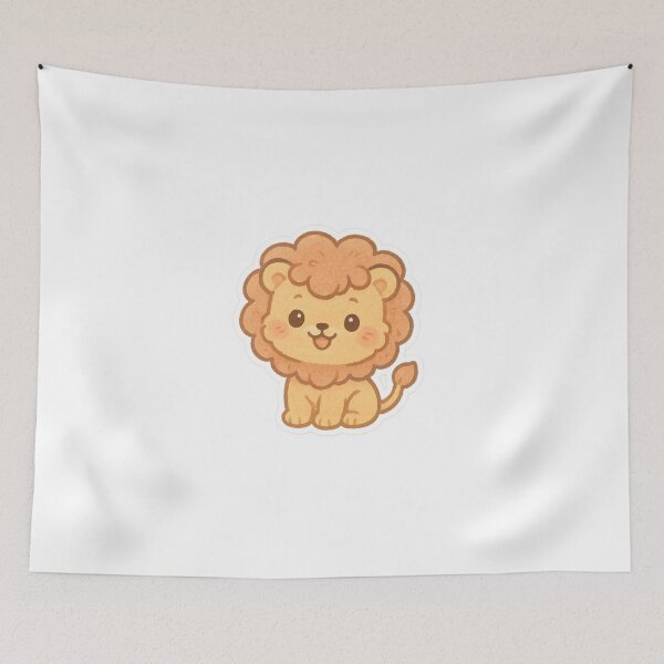 Aperçu de l'œuvre Autocollant lionceau doux et joyeux créée et vendue par StickMint.