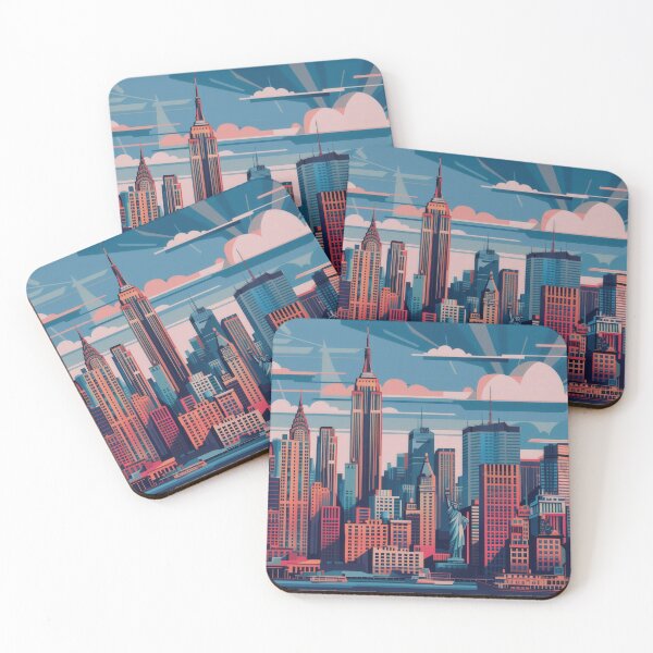 Item preview, New York City Skyline Vintage Poster designed and sold by SkylineVistas Designs.