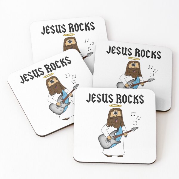 Item preview, Jesus Rocks, Electric Guitar Christian Guitarist Church Funny designed and sold by doodlerob.