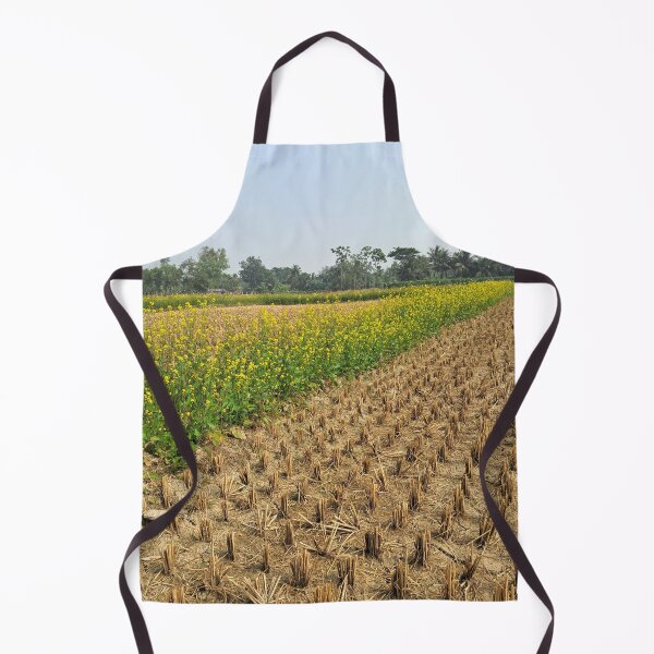 Item preview, Golden Mustard Flower Field and Green Paddy Farm – Original Photograph Countryside Landscape designed and sold by AwesomeDigiShop.