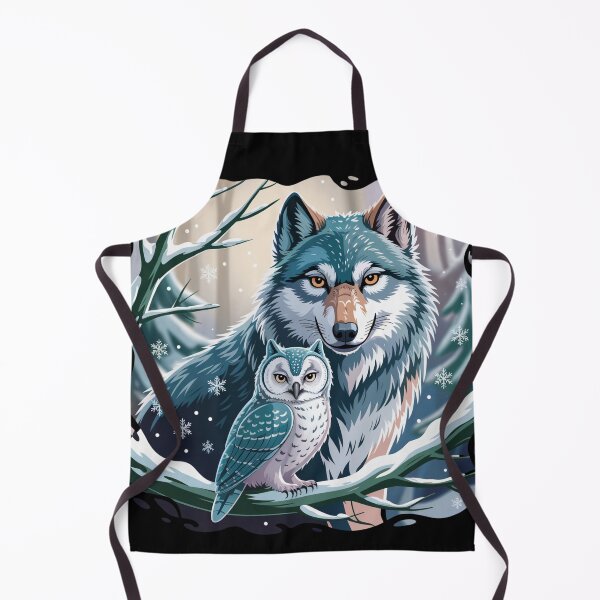 Item preview, Winter Guardians – Owl and Wolf in a Serene Forest Illustration designed and sold by SoftStyleStudio ⭐⭐⭐.