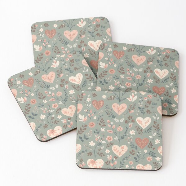 Item preview, Botanical Hearts • Soft Romantic Floral Valentine Pattern • Seamless Nature-Inspired Design designed and sold by Amplify-n-Co.